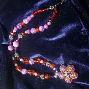 Glass crystal stone necklace